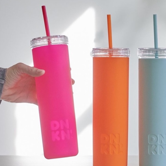 . Dunkin’ Donuts Hot Pink Silicone Sipper Tumbler - Picture 3 of 7